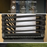 Lampada Solare da Giardino con Pannello di Ricarica, in Acciaio e Rattan, 20x20x68 cm, Nero