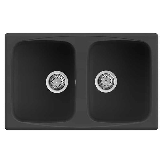 Lavello Elleci Incasso 2 vasche 79x50 Master 350 Granitek Nero LGM35040