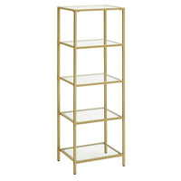 Mensola mobile cucina contenitore 5 livelli 30 x 40 x 1245 cm colonna bagno per soggiorno camera da letto ufficio in vetro temperato struttura in acciaio oro 12_0005768