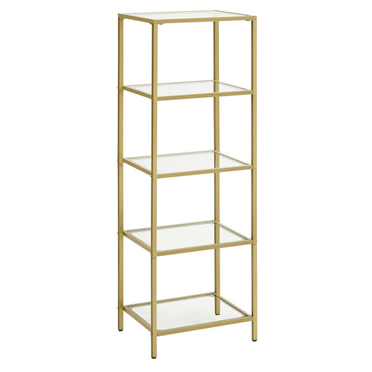 Mensola mobile cucina contenitore 5 livelli 30 x 40 x 1245 cm colonna bagno per soggiorno camera da letto ufficio in vetro temperato struttura in acciaio oro 12_0005768