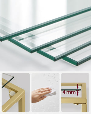 Mensola mobile cucina contenitore 5 livelli 30 x 40 x 1245 cm colonna bagno per soggiorno camera da letto ufficio in vetro temperato struttura in acciaio oro 12_0005768