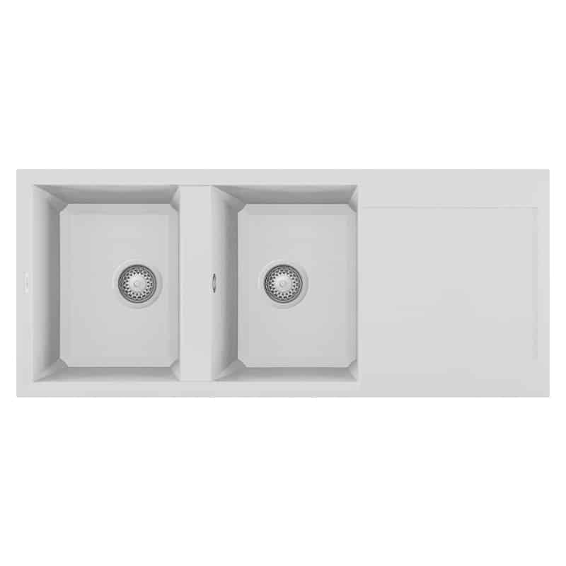Lavello Elleci Incasso 2 vasche 116x50 Easy 500 Granitek Bianco LGY50068