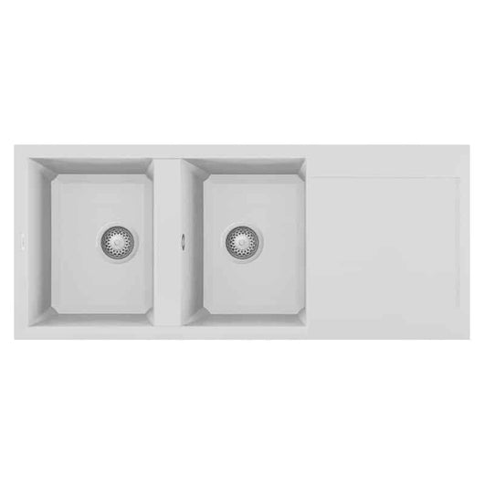 Lavello Elleci Incasso 2 vasche 116x50 Easy 500 Granitek Bianco LGY50068