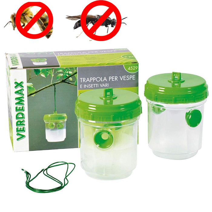 Trappola insetticida per vespe e mosche ed insetti vari box da 2 pezzi per orti giardini cortini e terrazzi