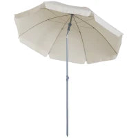 Ombrellone da Esterno 2x2.3 m Portatile con Tettuccio Inclinabile, in Metallo e Poliestere, Crema