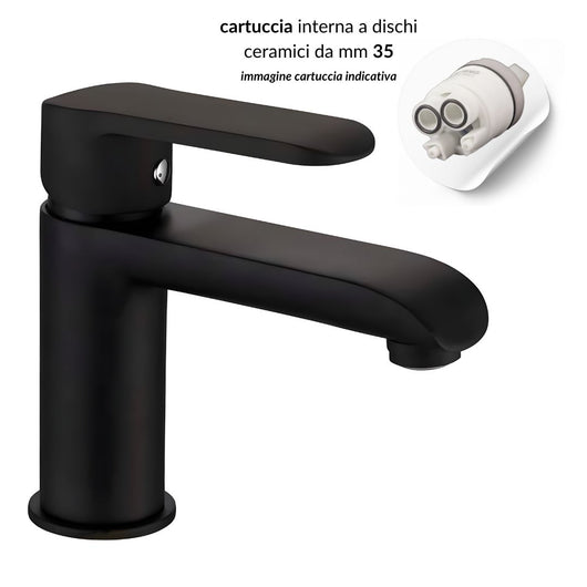 Coppia di miscelatore rubinetto bidet e miscelatore lavabo linea puma nero opaco
