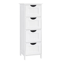 Mobiletto da bagno con piedini contenitore con 4 cassetti 30 x 30 x 82 cm per soggiorno cucina e corridoio bianco 12_0006505