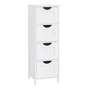 Mobiletto da bagno con piedini contenitore con 4 cassetti 30 x 30 x 82 cm per soggiorno cucina e corridoio bianco 12_0006505