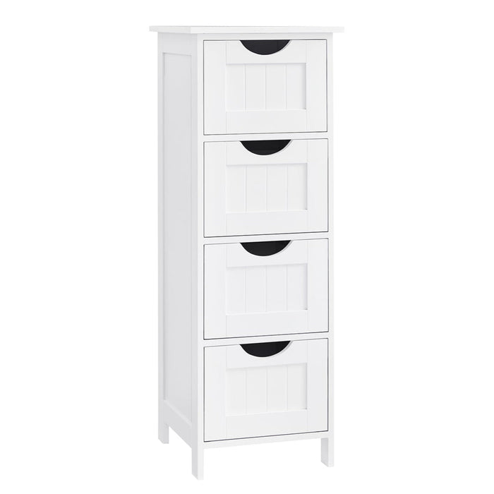 Mobiletto da bagno con piedini contenitore con 4 cassetti 30 x 30 x 82 cm per soggiorno cucina e corridoio bianco 12_0006505