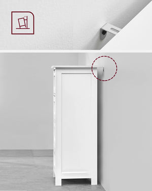 Mobiletto da bagno con piedini contenitore con 4 cassetti 30 x 30 x 82 cm per soggiorno cucina e corridoio bianco 12_0006505