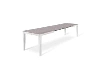 E-STYLO Tavolo allungabile con top marmo antracite in melaminico e base in metallo bianco, 90cm X 156/ 316cm H. 76cm.