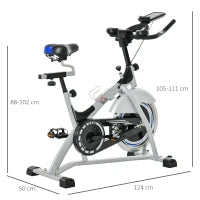 Cyclette da Casa con Resistenza Magnetica, Fitness Cyclette da Camera Professionale con Manubrio e Sella Regolabile, Monitor LCD e Volano 15kg, Supporto Fino a 180kg, Argento Nero