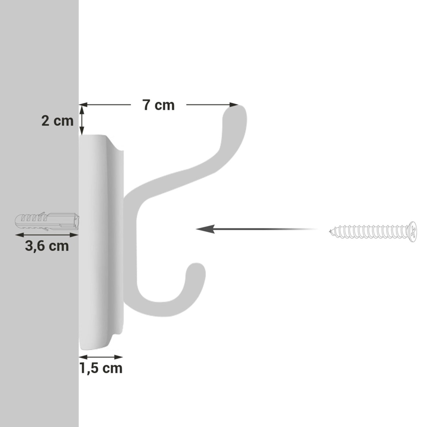 Appendiabiti da parete appendiabiti con 4 ganci per cappelli sciarpe ombrelli chiavi 40 cm per ingresso bagno bianco 12_0003150