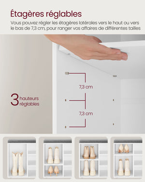 Scarpiera panca contenitore scarpiera 10 scomparti con cuscino per ingresso bianco 12_0004081