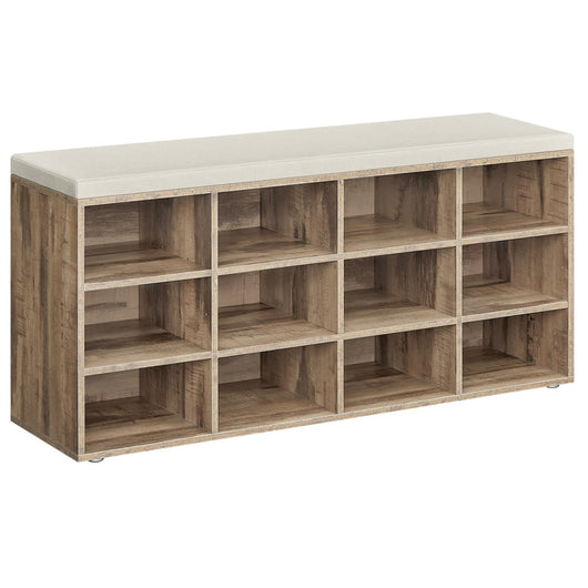 Panca portascarpe da ingresso con seduta scarpiera con cuscino e 9 scomparti ripiani regolabili per ingresso soggiorno 303 x 785 x 48 cm marrone rustico 12_0004099