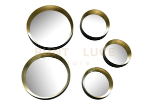 VIVIEN SET 5 SPECCHI DIAMETRI ASSORTITI CON CORNICE PLASTICA NERA E ORO