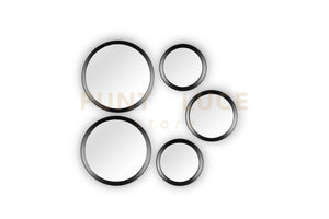 VIVIEN SET 5 SPECCHI DIAMETRI ASSORTITI CON CORNICE PLASTICA NERA