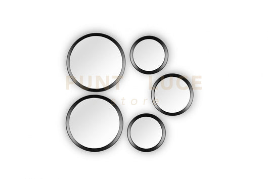 VIVIEN SET 5 SPECCHI DIAMETRI ASSORTITI CON CORNICE PLASTICA NERA