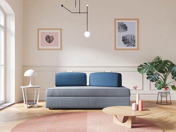 Liberty Divano senza pouf estraibile e schienali movibili in tessuto morbido impermeabile T02 160 cm nero