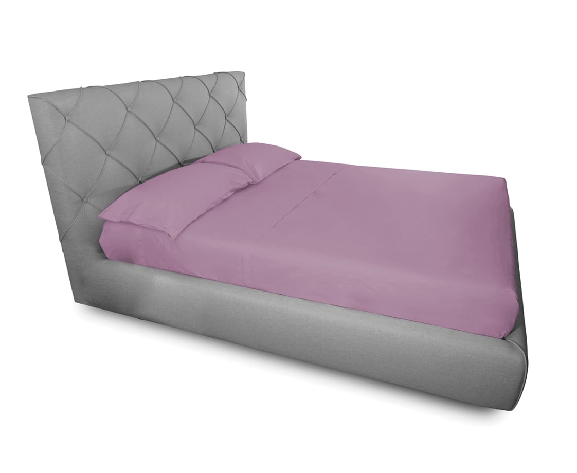 Completo Lenzuola In 100% Cotone In Tinta Unita Made In Italy - Maxi - Lilla