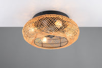 LILLESAND VENTILATORE E PLAFONIERA 4 LUCI ATTACCO E27 DIFFUSORE MATERIALE NATURALE CON TELECOMANDO MULTIFUNZIONE CON FUNZIONE DI INVERSIONE DI ROTAZIONE X FUNZIONE INVERNALE CON MOTORE DC D.50CM