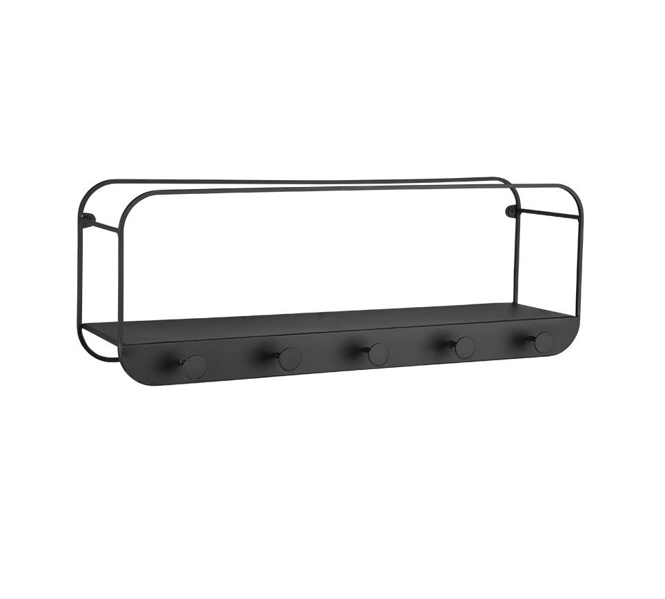 LINDA MENSOLA APPENDI ABITI CON RIPIANO IN METALLO NERO 50X18CM