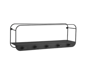 LINDA MENSOLA APPENDI ABITI CON RIPIANO IN METALLO NERO 50X18CM