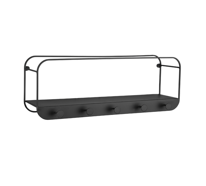 LINDA MENSOLA APPENDI ABITI CON RIPIANO IN METALLO NERO 50X18CM