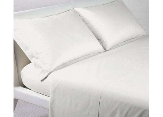 Completo Lenzuola In 100% Cotone Percalle Made In Italy Tinta Unita - Singolo - Bianco