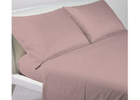 Completo Lenzuola In 100% Cotone Percalle Made In Italy Tinta Unita - Piazza E Mezza - Rosa