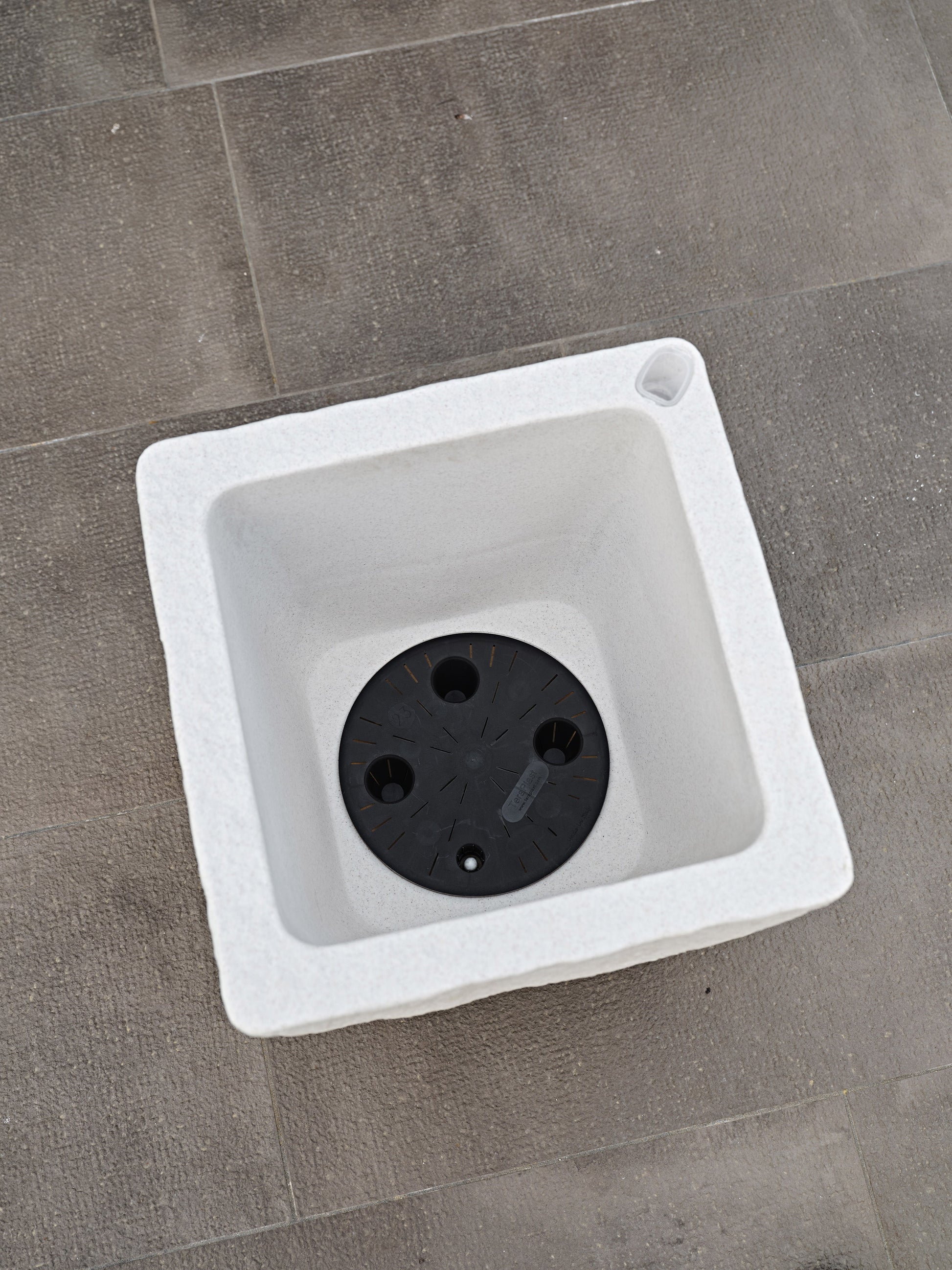 Vaso Quadrato Effetto Pietra Lithos, Auto Irrigante Con Serbatoio D'acqua - Dimensioni: 40 cm coloreBianco LITHOS40BIANC