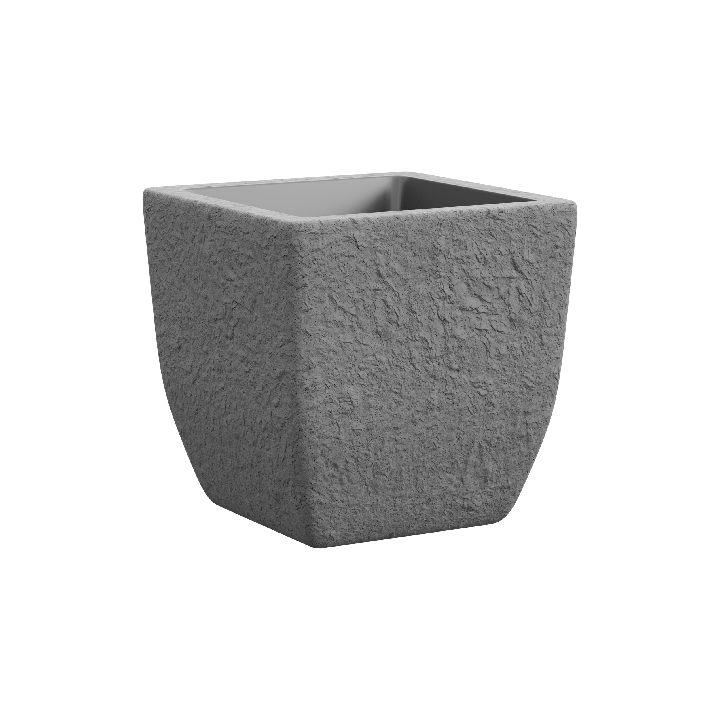 Tera vaso quadrato effetto pietra  40 cm Lithos, auto irrigante con serbatoio d'acqua