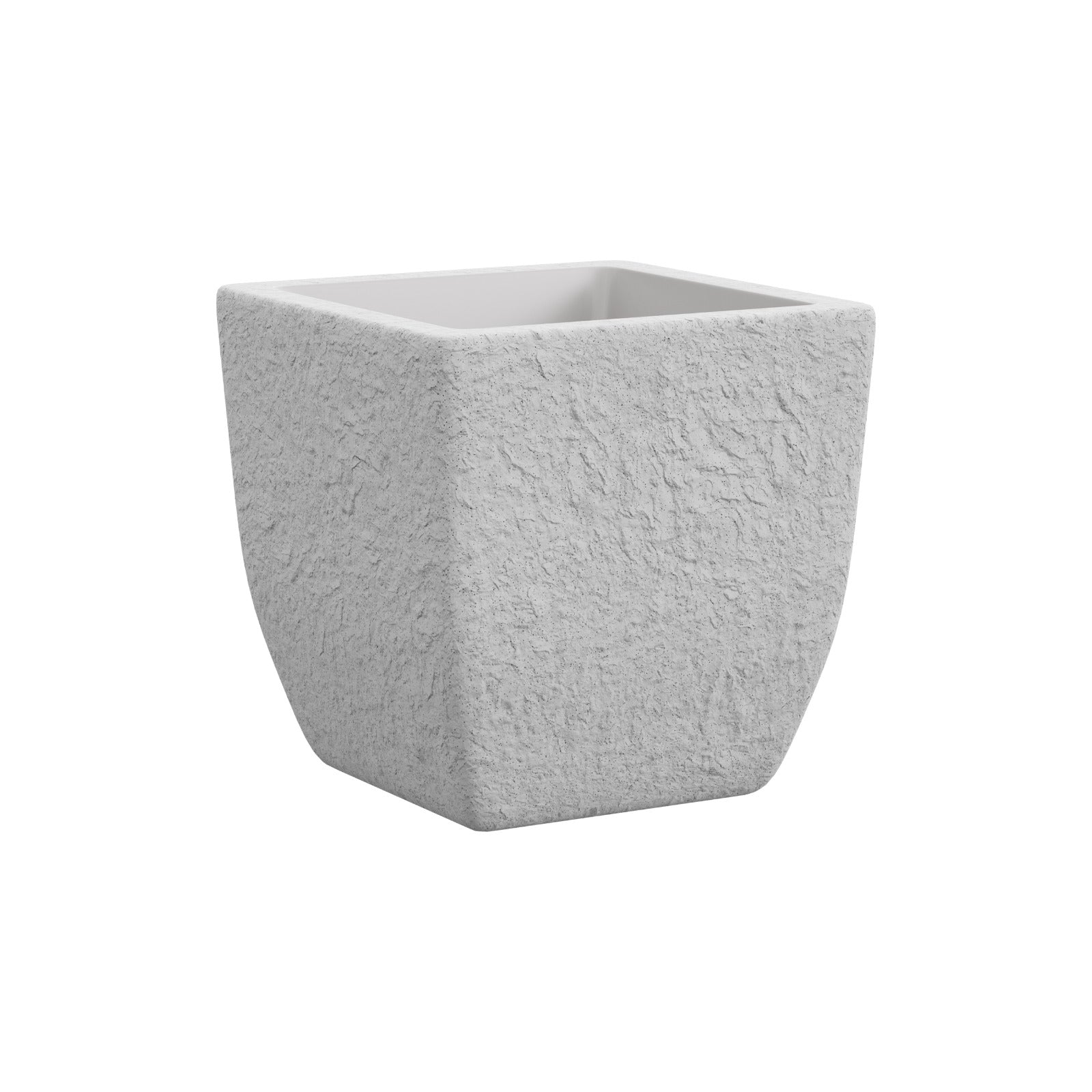 Vaso Quadrato Effetto Pietra Lithos, Auto Irrigante Con Serbatoio D'acqua - Dimensioni: 40 cm coloreBianco LITHOS40BIANC