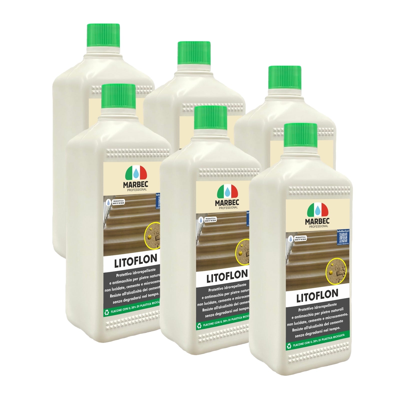 Protettivo antimacchia per cemento, pietre arenarie LITOFLON   1LTx6Pz