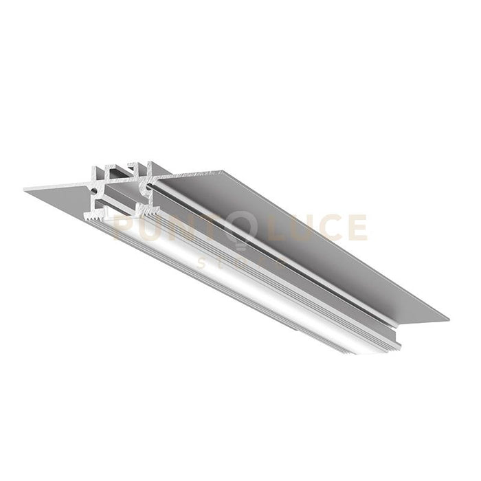 LIVERPOOL FM- SISTEMA MODULARE SEZIONABILE AD INACASSO E SCOMPARSA PIU DIFFUSORE TRASPARENTE COLORE ARGENTO OSSIDATO MT 2