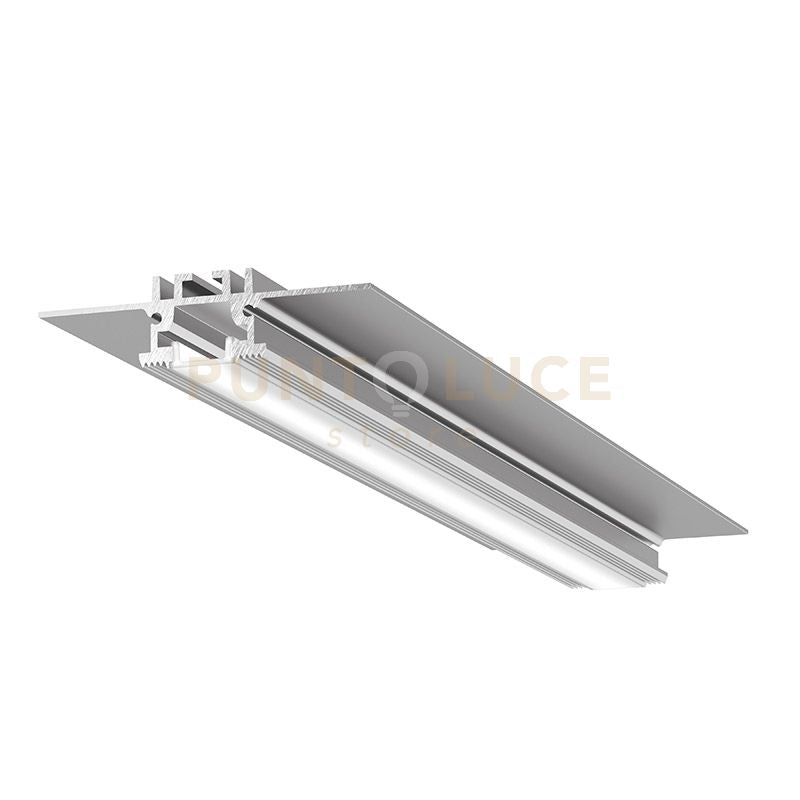 LIVERPOOL FM- SISTEMA MODULARE SEZIONABILE AD INACASSO E SCOMPARSA PIU DIFFUSORE TRASPARENTE COLORE ARGENTO OSSIDATO MT 2