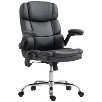 Poltrona da Ufficio Massaggiante a 4 Punti con Riscaldamento e Braccioli Ribaltabili, Nero