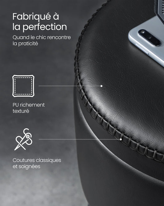 Sgabello da bar girevole a 360° altezza regolabile con contenitore in PU con cuciture moderno per cucina facile da montare nero 12_0005375