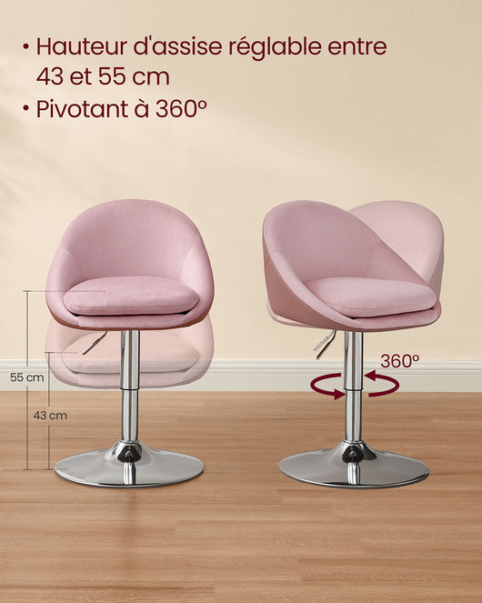 Sedia regolabile sedia da toeletta sedia girevole da ufficio sgabello da bar con schienale e base in acciaio per bar ufficio toeletta sala da pranzo rosa 12_0004965
