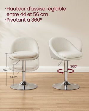 Sedia regolabile da toeletta sedia girevole da ufficio sgabello da bar con schienale e base in acciaio per bar ufficio toeletta sala da pranzo bianco 12_0004966