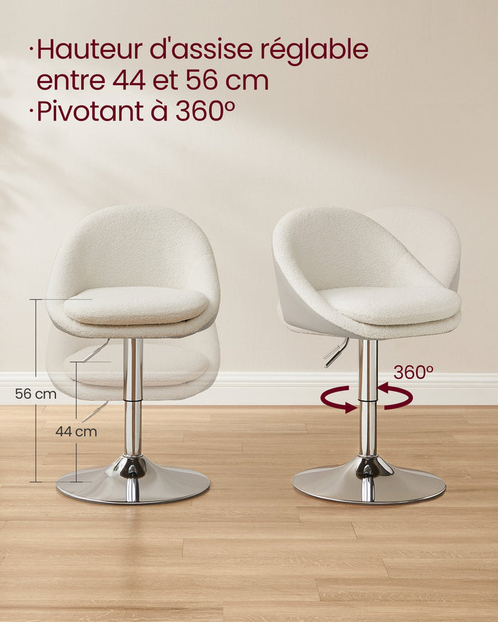 Sedia regolabile da toeletta sedia girevole da ufficio sgabello da bar con schienale e base in acciaio per bar ufficio toeletta sala da pranzo bianco 12_0004966