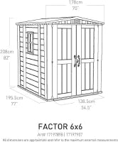 Casetta da Giardino Factor 6x6, Beige, 178 X 195,5 X 208 h