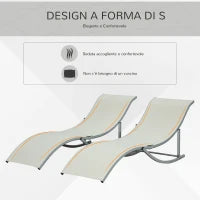 Set 2 Sdraio da Giardino Pieghevoli, Lettino Prendisole in Alluminio e Textilene, 61x165x63 cm