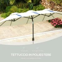 Ombrellone da Giardino Doppio Inclinabile con Apertura a Manovella, 285x147x227cm, Beige