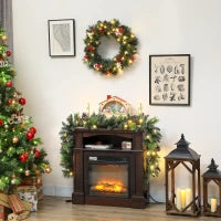 Ghirlanda Natalizia 180 cm con Rami Innevati e 30 Luci Bianche, Pigne e Bacche per Interni