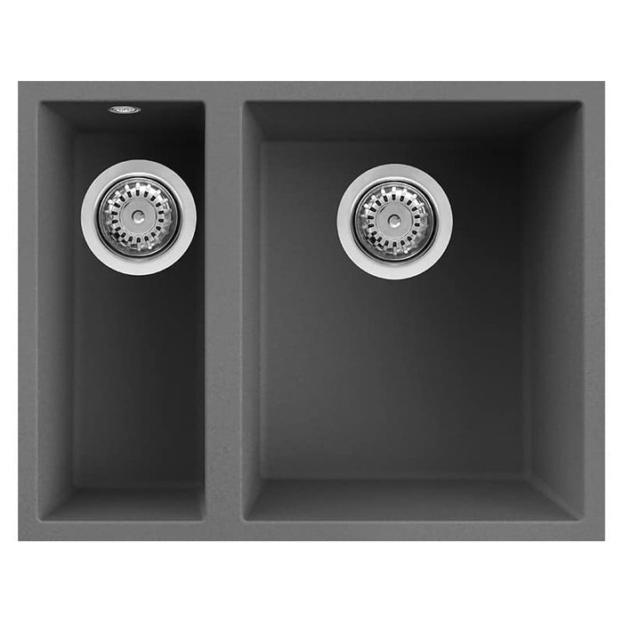Lavello Elleci Incasso 2 vasche 56x44 Quadra 150 Sottotop Keratek Plus Grigio Dark Grey LKQ15099BSO