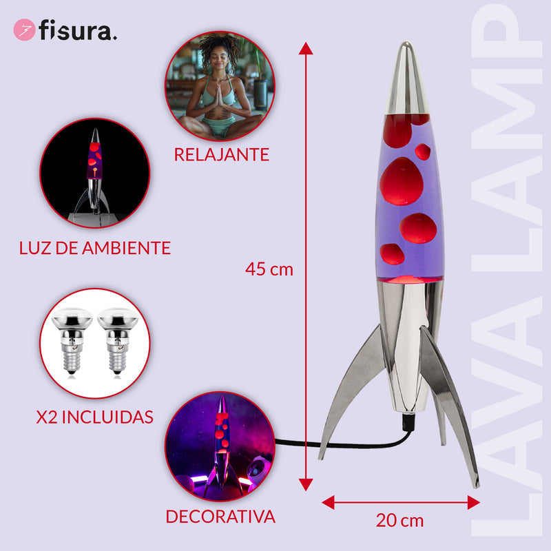 Lampada di lava a razzo rosso e viola