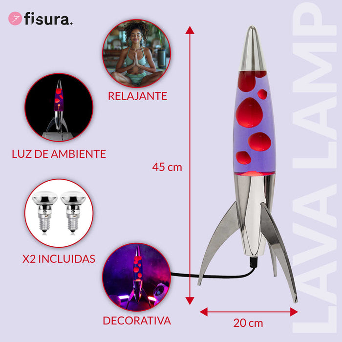 Lampada di lava a razzo rosso e viola