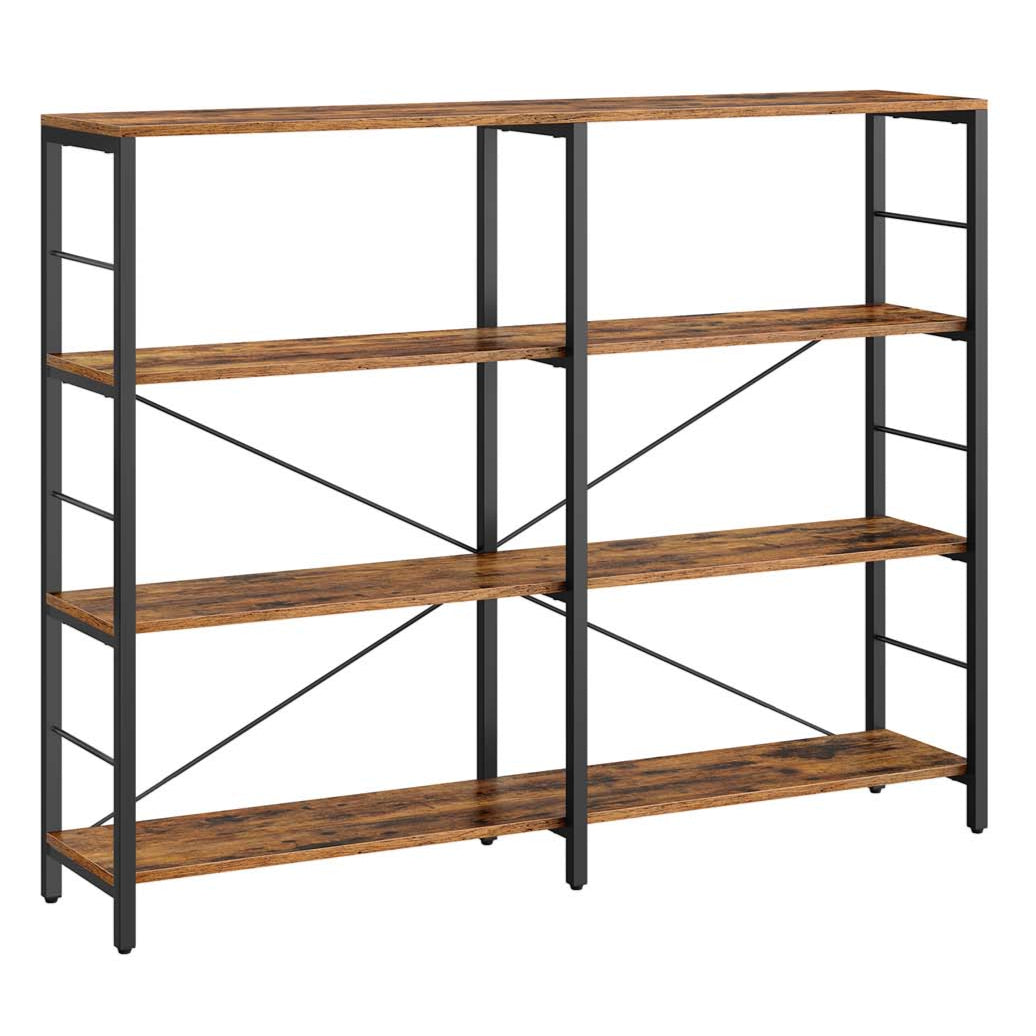 Libreria a 6 ripiani 30 x 120 x 1725 cm stile industriale per soggiorno ufficio balcone cucina marrone rustico 12_0004185
