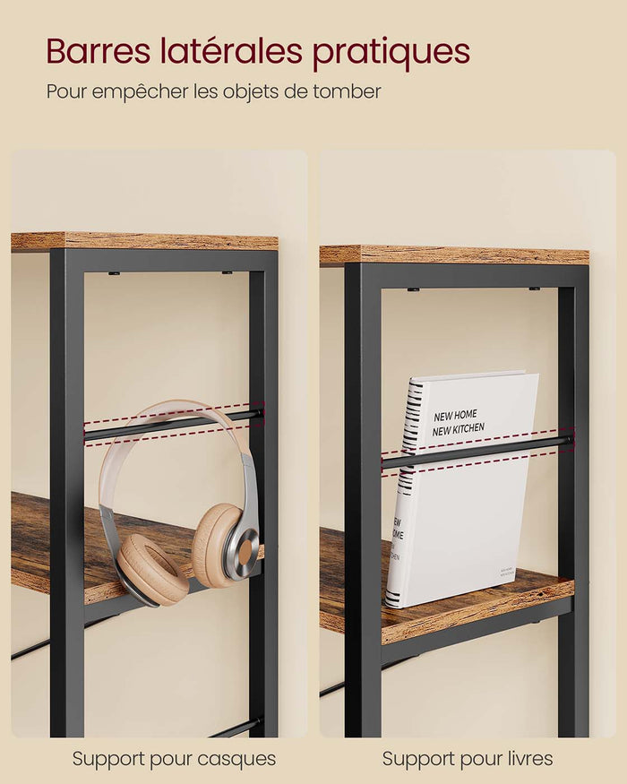 Libreria a 6 ripiani 30 x 120 x 1725 cm stile industriale per soggiorno ufficio balcone cucina marrone rustico 12_0004185